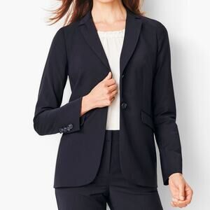 NWT Talbots Seasonless Two Button Blazer Jacket Black Wool Blend Size 16